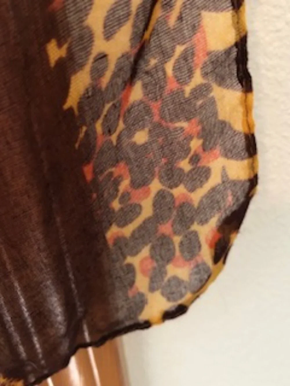 Vintage Oversized Silk Scarf Animal Patterns Orange Brown Black Leopard